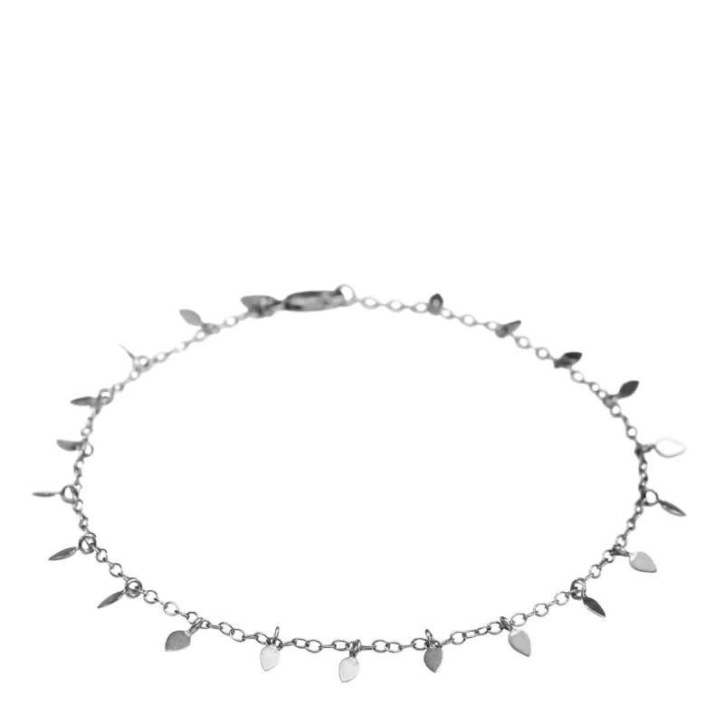 Sterling Silver Tiny Petal Anklet sold by Me & Ro