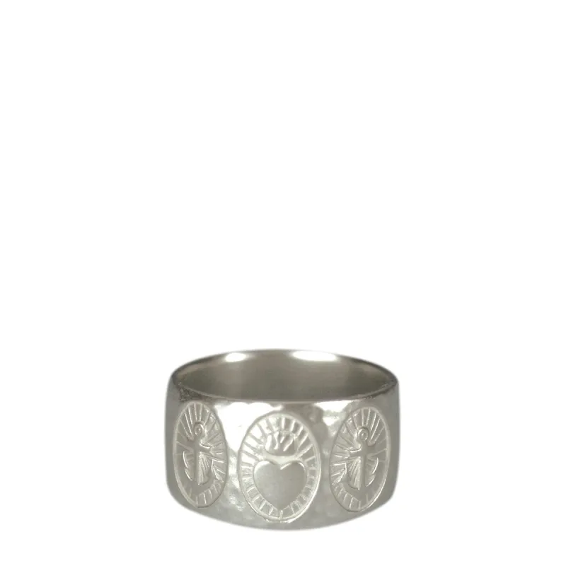 Men's Sterling Silver Heart & Anchor Wide Band sold by Me & Ro