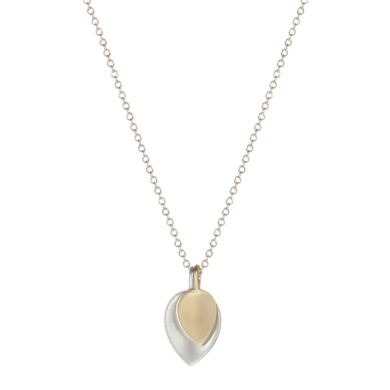 Sterling Silver & 10K Gold Small Double Lotus Petal Pendant sold by Me & Ro