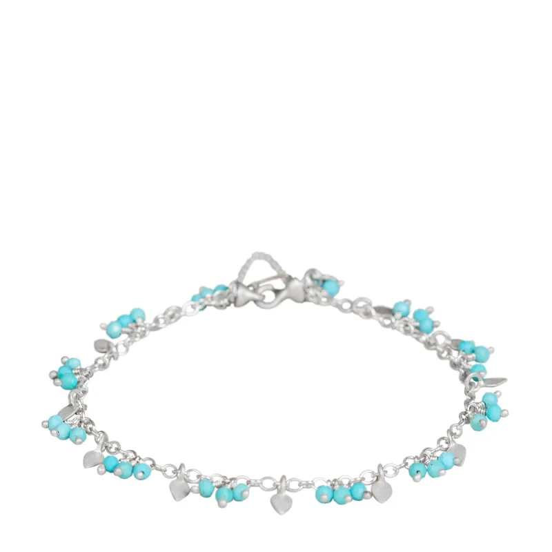 Sterling Silver Tiny Petal and Turquoise Bracelet sold by Me & Ro