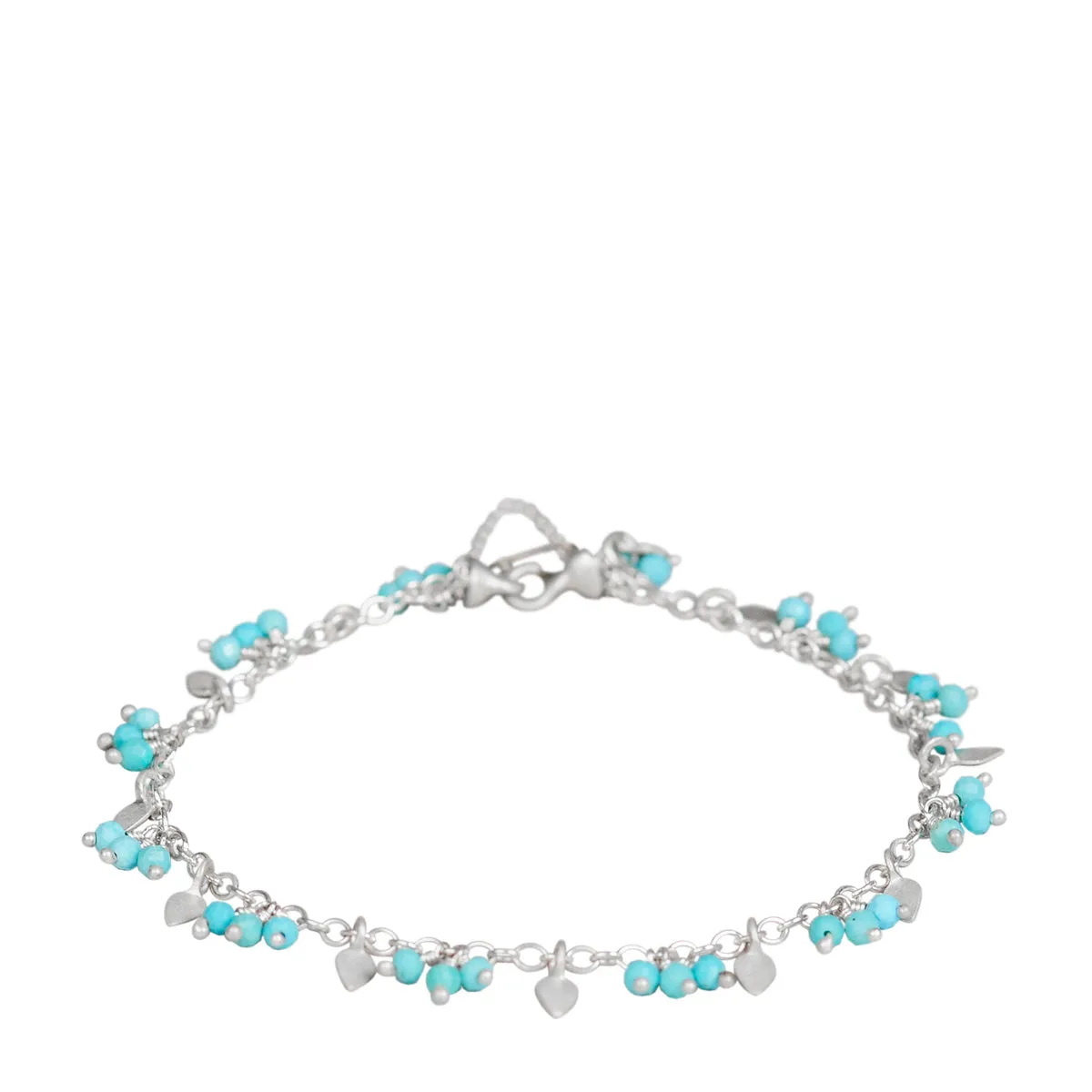 Sterling Silver Tiny Petal and Turquoise Bracelet sold by Me & Ro