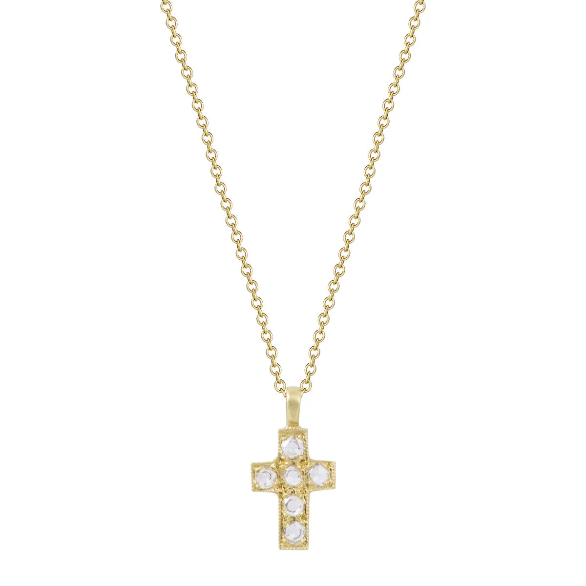 18K Gold Cross Pendant with Rose Cut Diamonds sold by Me & Ro
