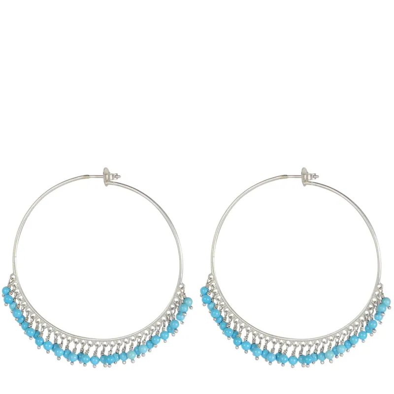 Sterling Silver Large Turquoise Endless Hoop Earrings sold by Me & Ro