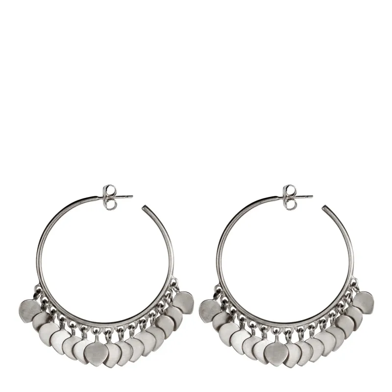 Sterling Silver Medium Hoop Earrings with Lotus Petals sold by Me & Ro