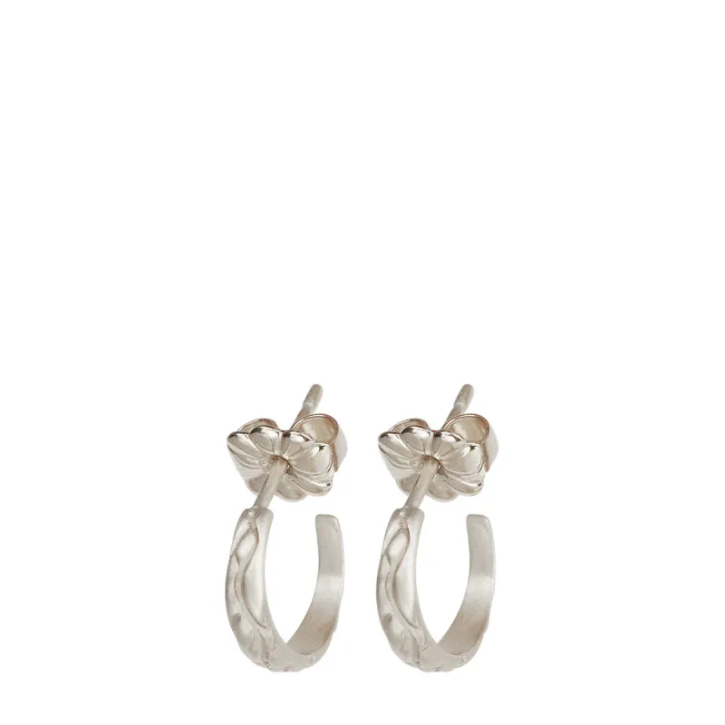 Sterling Silver Tiny Carved Hoop Earrings sold by Me & Ro