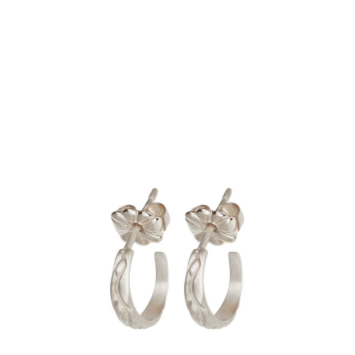 Sterling Silver Tiny Carved Hoop Earrings sold by Me & Ro