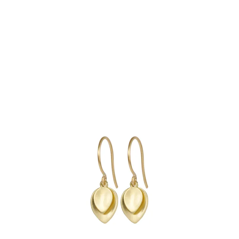 18K Gold Small Double Lotus Petal Earrings sold by Me & Ro