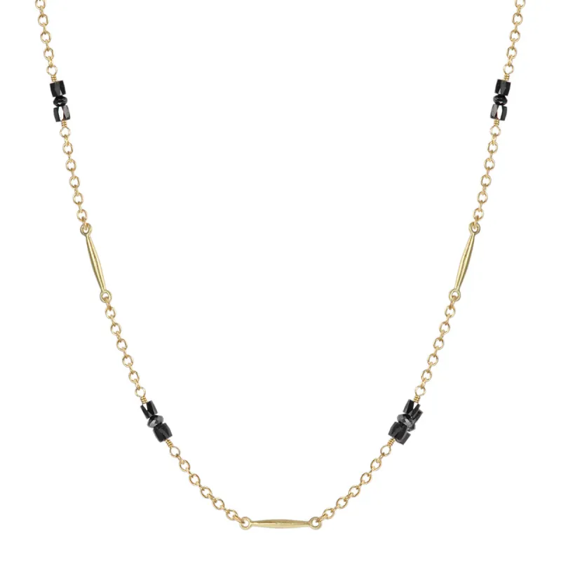 18K Gold Lure Necklace with Black Diamonds sold by Me & Ro