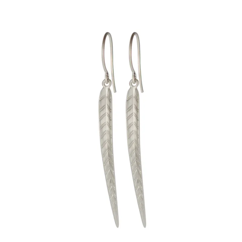 Sterling Silver Long Leaf Earrings sold by Me & Ro