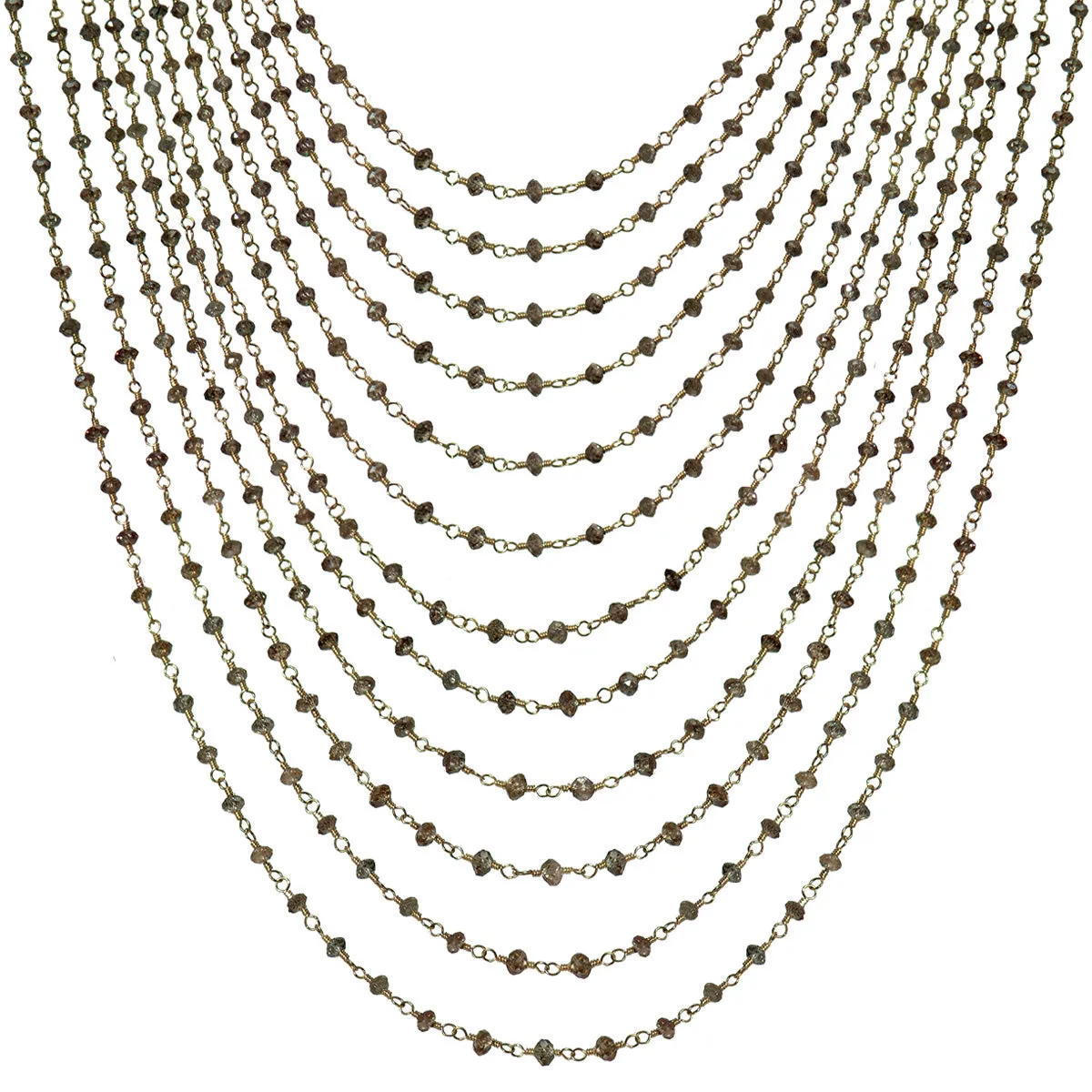 12 Strand Brown Diamond Chain in 18K Gold sold by Me & Ro