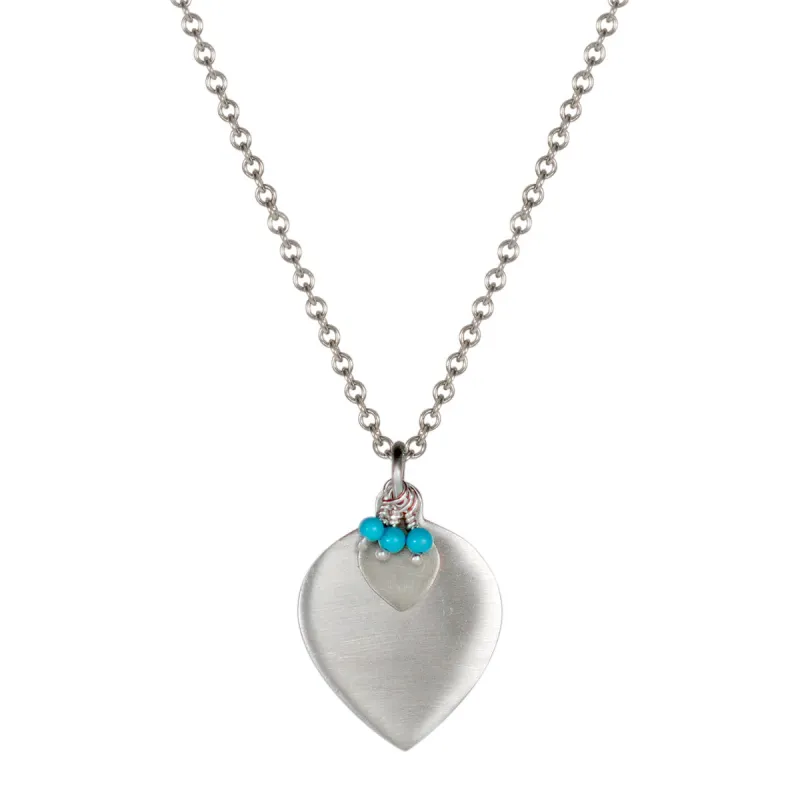 Sterling Silver Double Lotus Petal Pendant with Turquoise Beads sold by Me & Ro