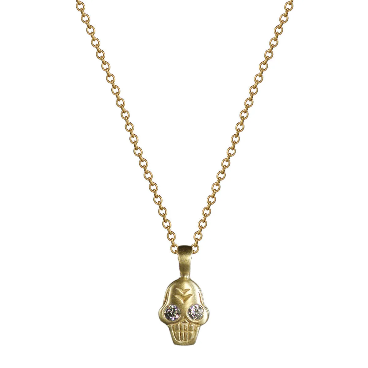 18K Gold Tiny Skull Charm Pendant with Diamonds sold by Me & Ro