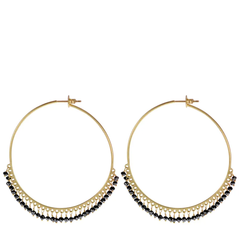 18K Gold Large Black Diamond Endless Hoop Earrings sold by Me & Ro