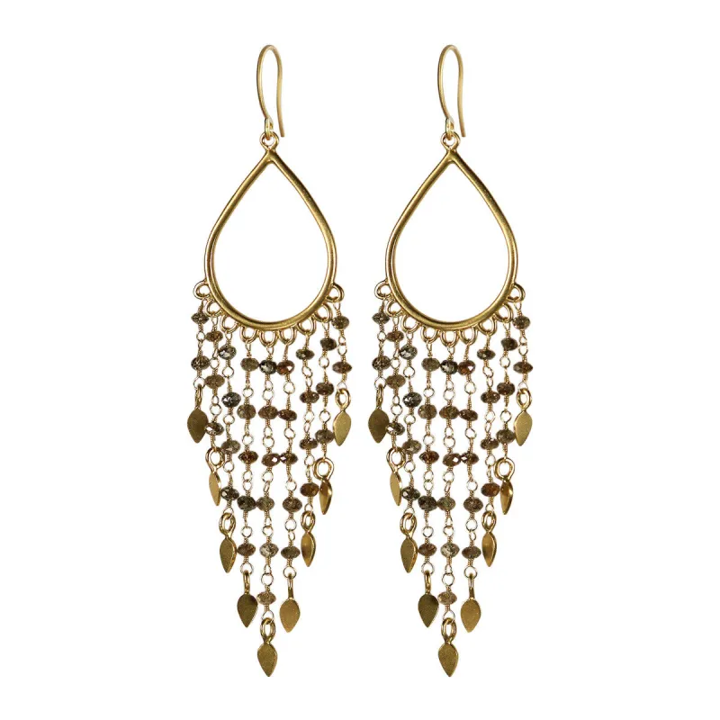 18K Gold Teardrop Brown Diamond Fringe Earrings sold by Me & Ro