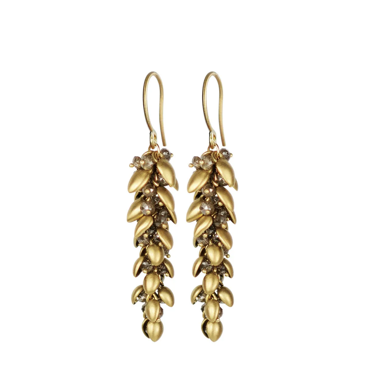 18K Gold Medium Pod Earrings with Brown Diamonds sold by Me & Ro