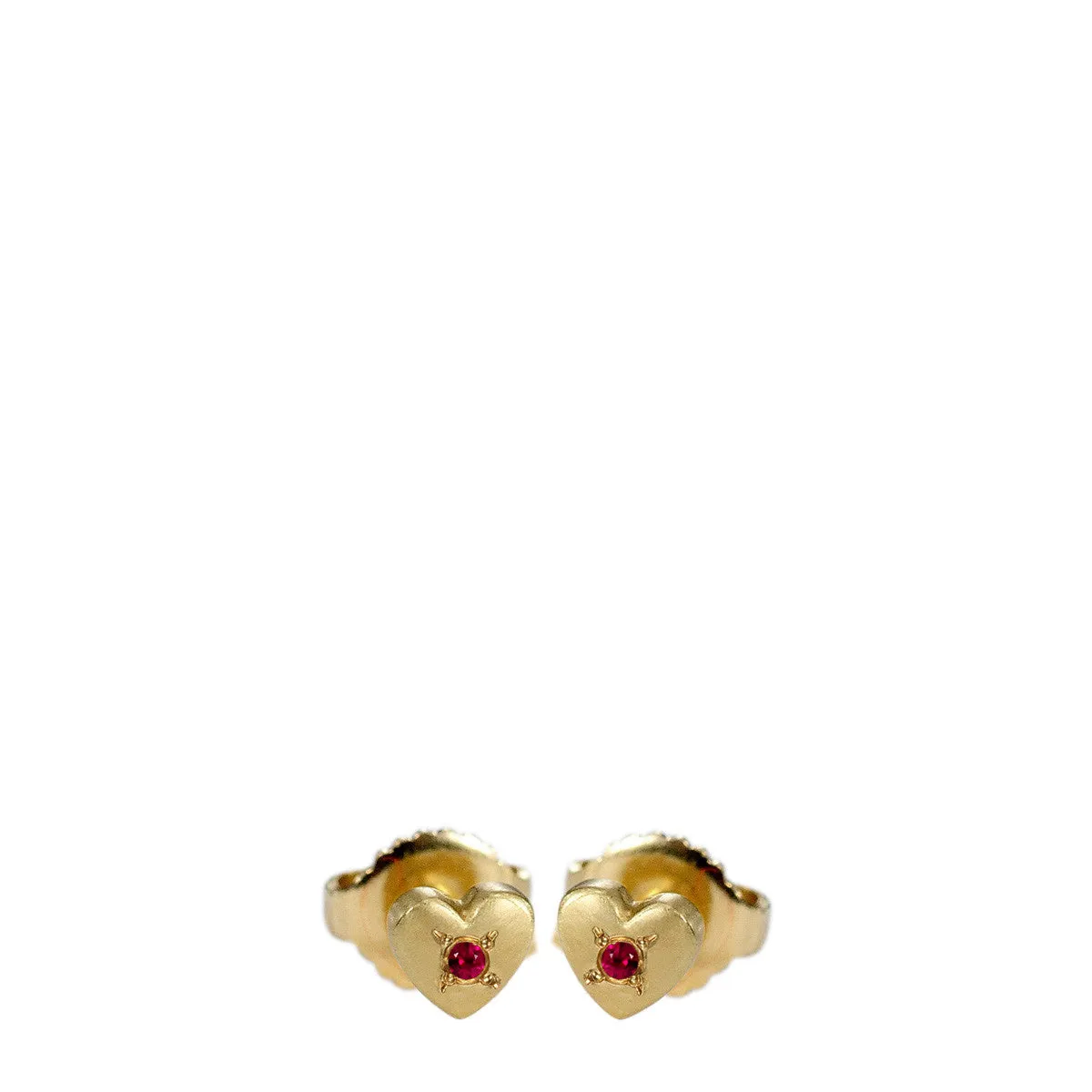 18K Gold Heart Stud Earrings with Rubies sold by Me & Ro