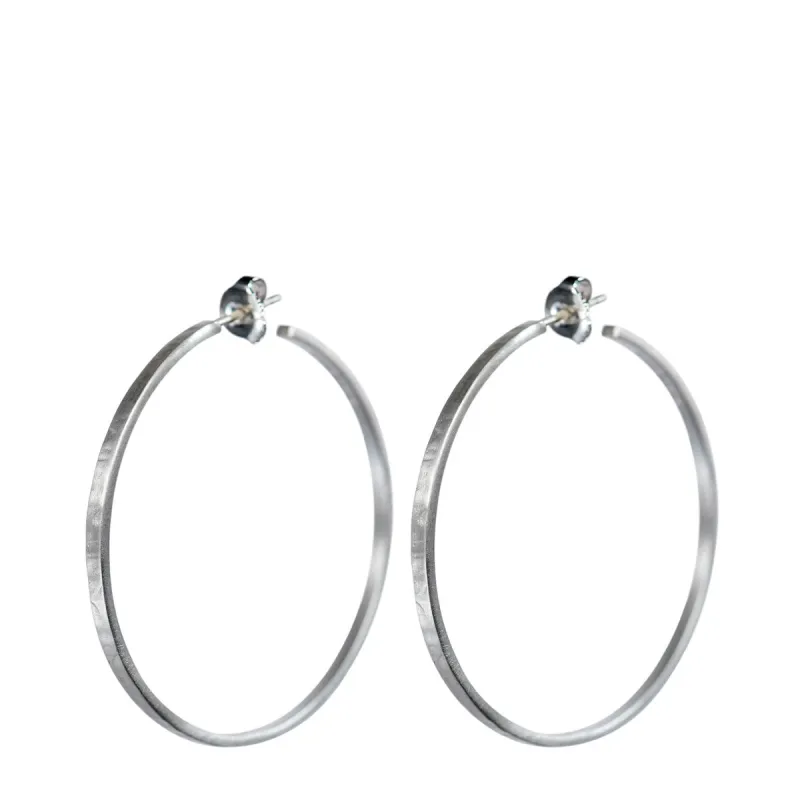 Sterling Silver Medium Flattened Hoop Earrings sold by Me & Ro