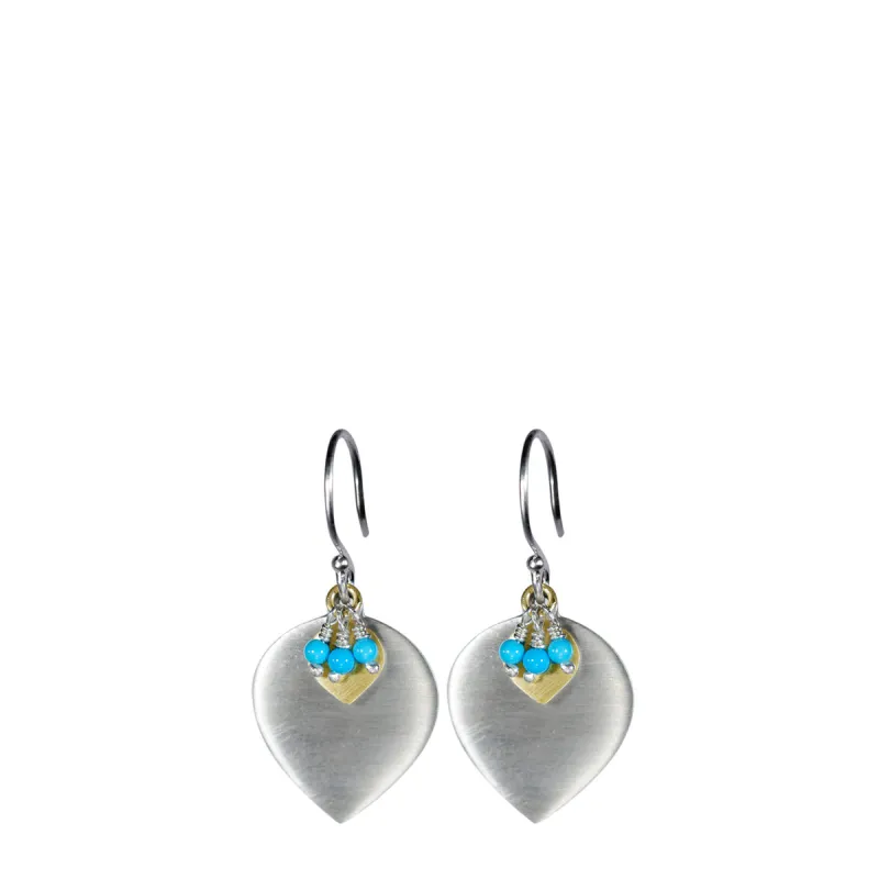 Sterling Silver & 10K Gold Lotus Earring with Turquoise sold by Me & Ro