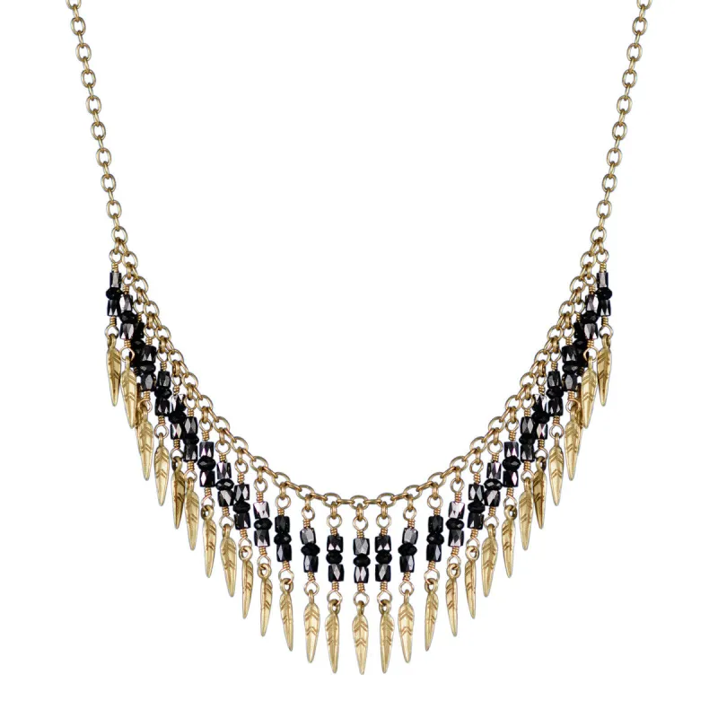 18K Gold Black Diamond Dream Catcher Fringe Necklace sold by Me & Ro