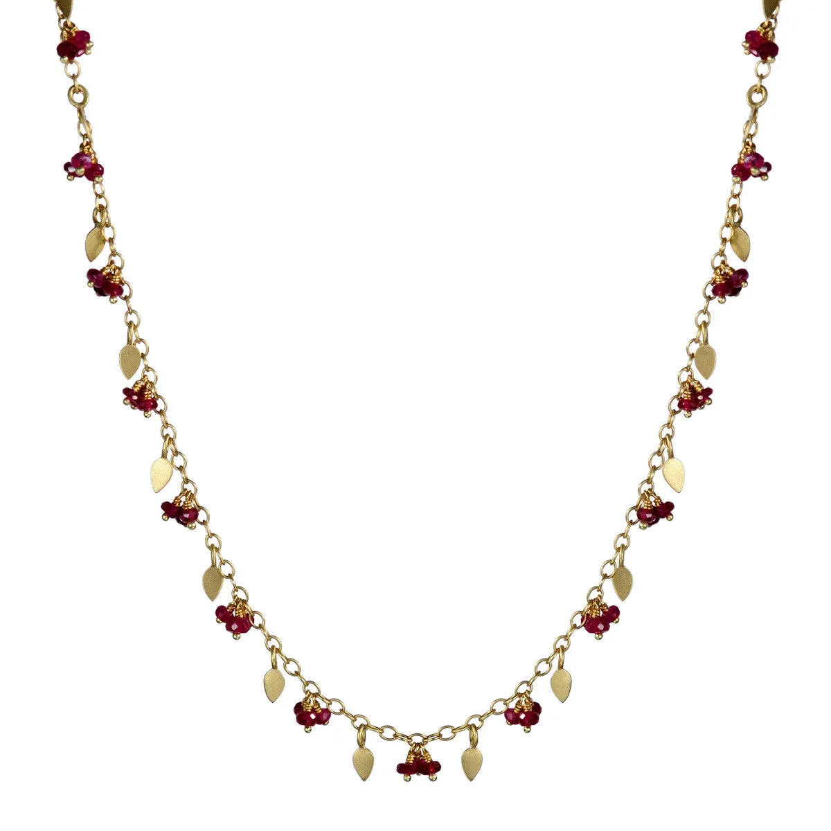 18K Gold Tiny Petal Chain with Rubies sold by Me & Ro