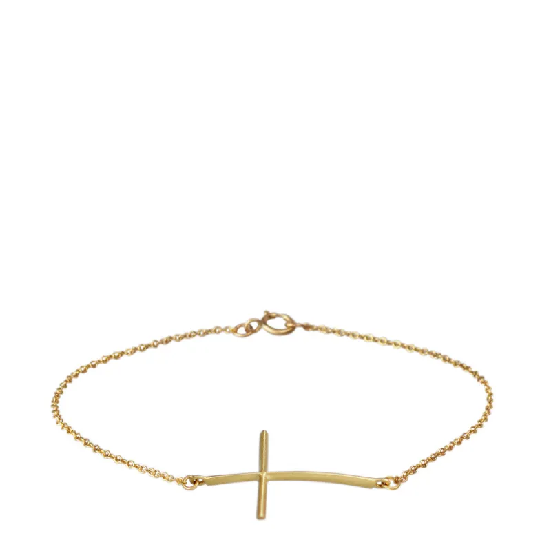18K Gold Fine Cross Bracelet sold by Me & Ro