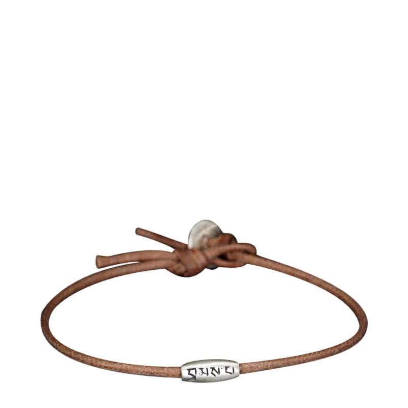 Sterling Silver Fine Love Bead Bracelet on Natural Cord sold by Me & Ro