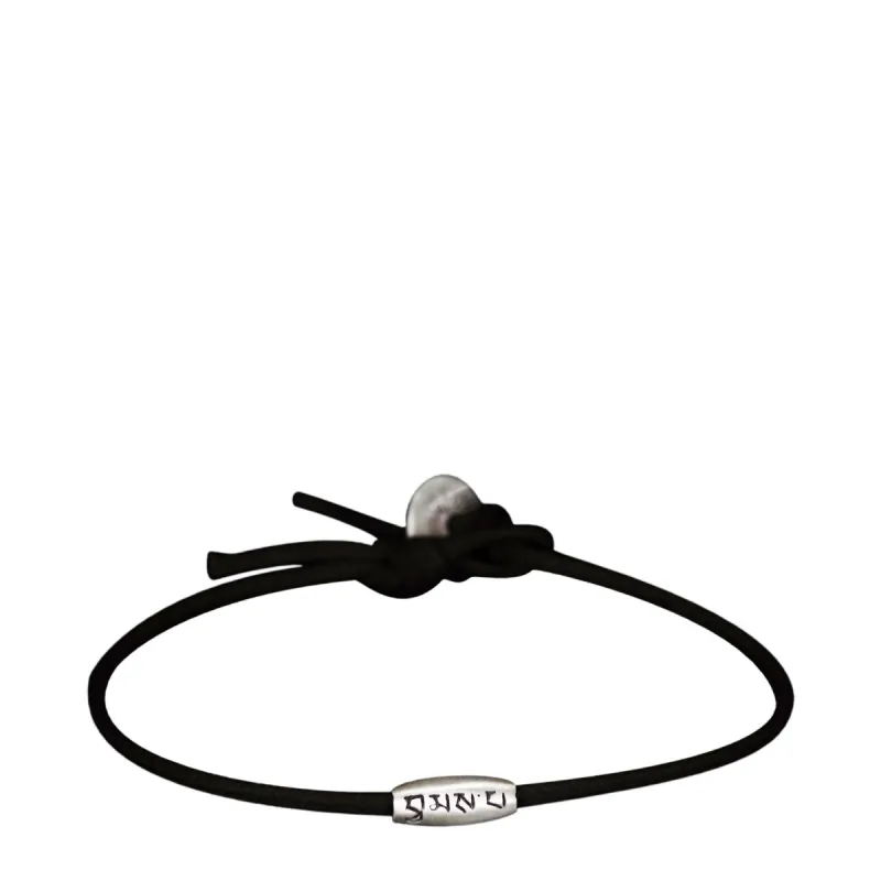 Sterling Silver Fine Love Bead Bracelet on Black Cord sold by Me & Ro