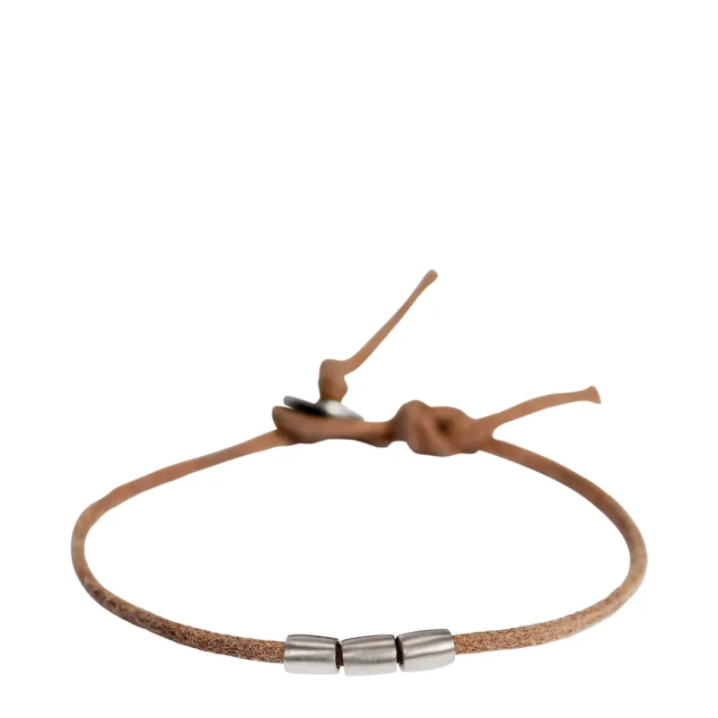 Men's Sterling Silver 3 Bead Bracelet on Natural Cord sold by Me & Ro