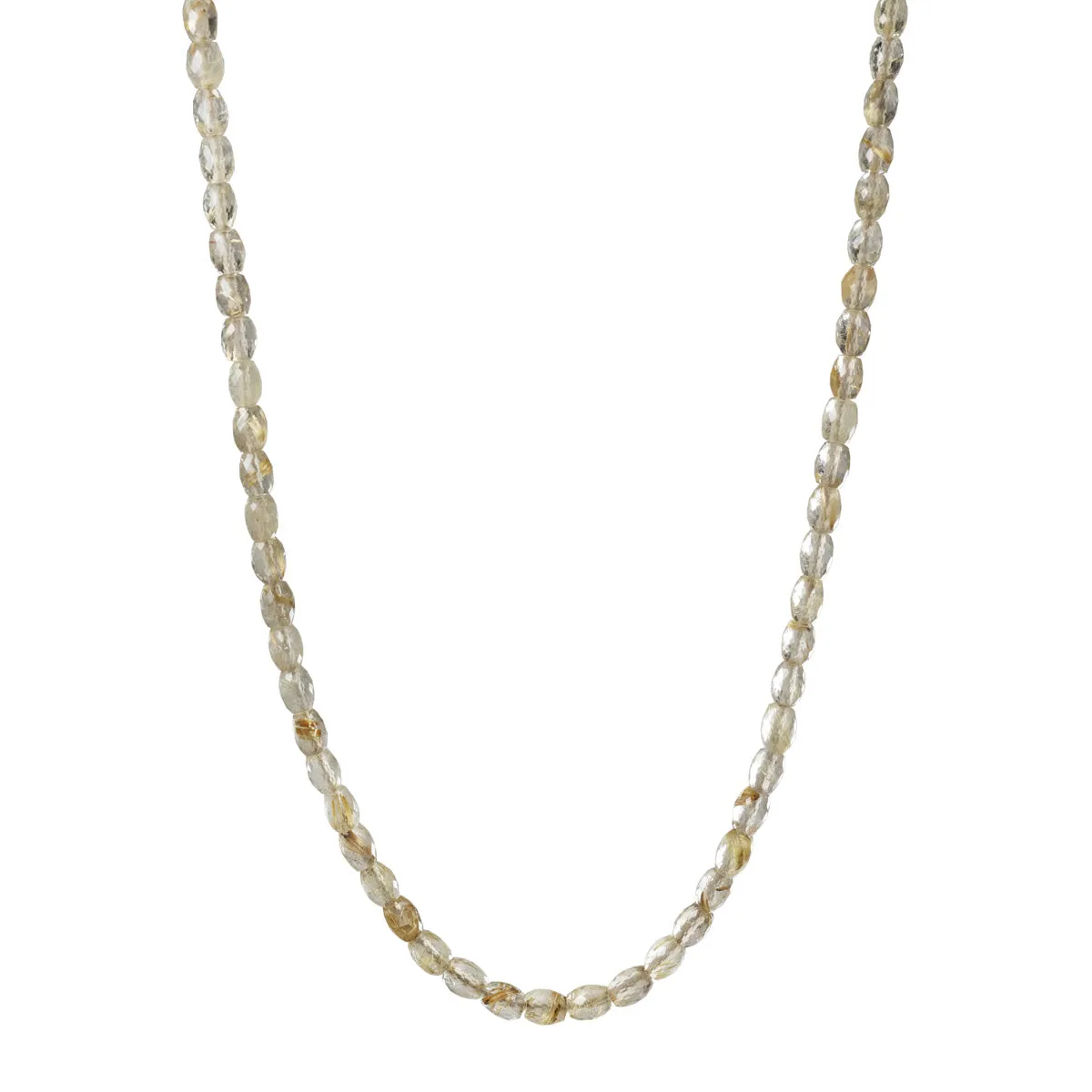 10K Gold Rutilated Quartz Faceted Oval Bead Necklace sold by Me & Ro