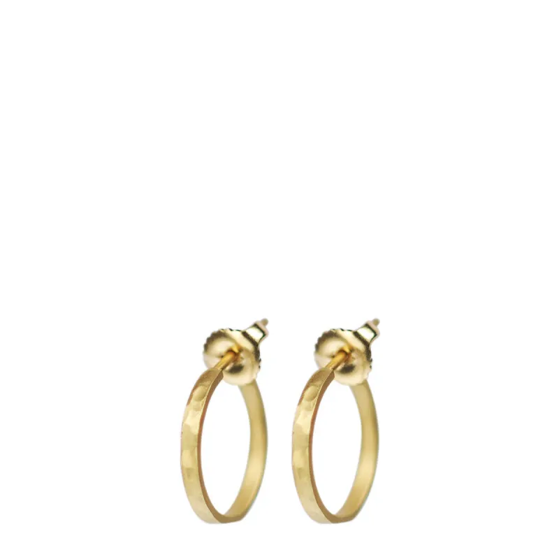 18K Gold Small Hammered Hoop Earrings made by Me & Ro