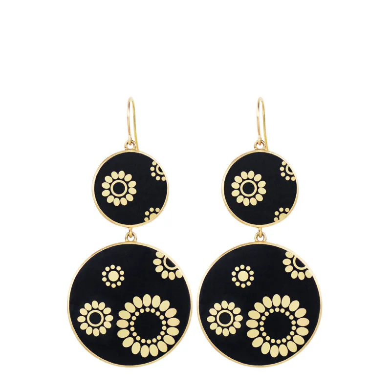 18K Gold Ebony Double Disc Earrings made by Me & Ro