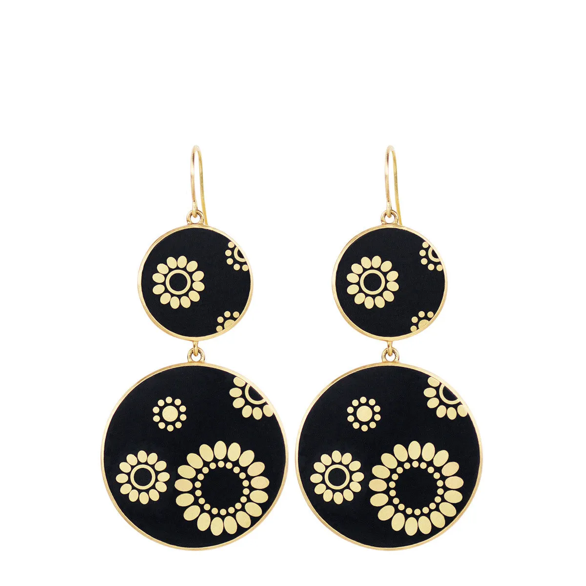 18K Gold Ebony Double Disc Earrings sold by Me & Ro