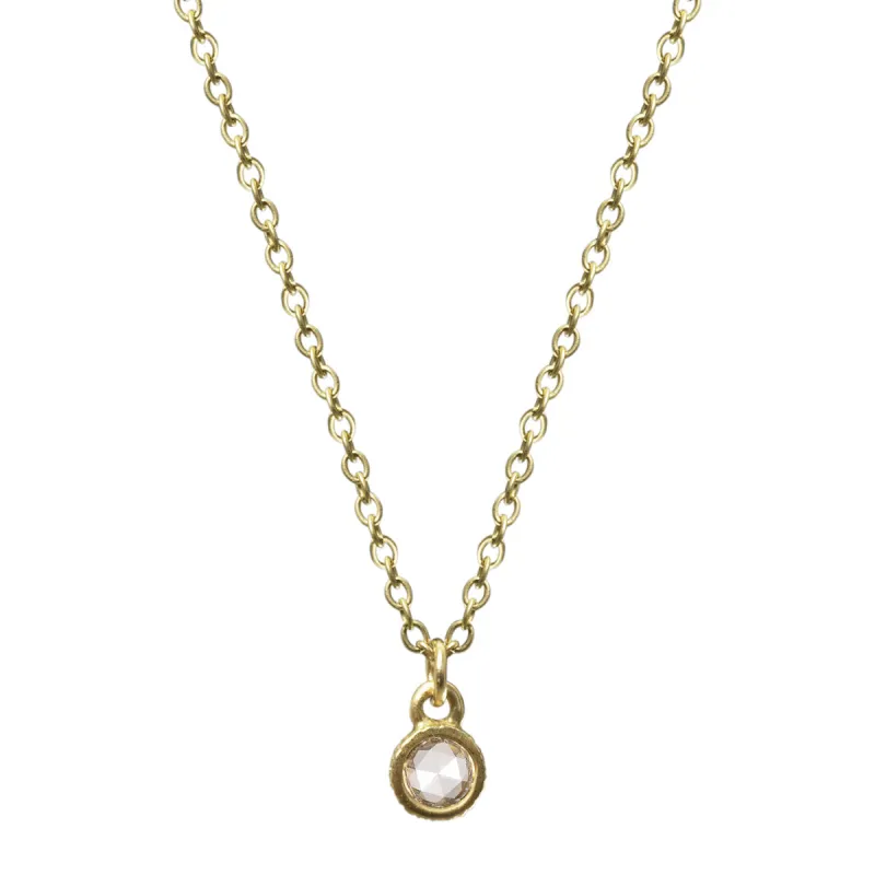 18K Gold Double-Sided Two 4mm Rose Cut Natural Diamond Pendant with a Pave Edge made by Me & Ro