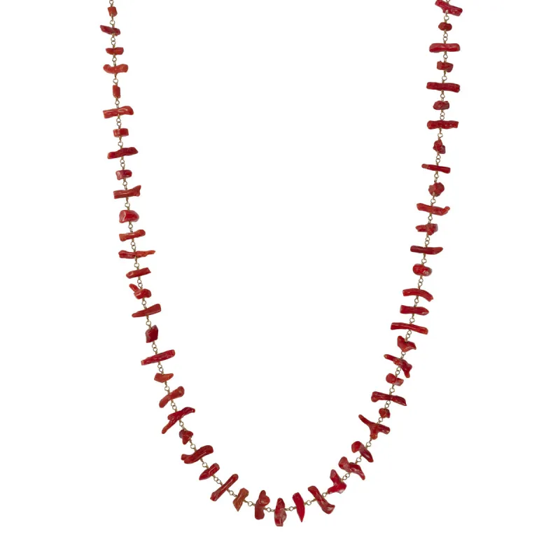 18K Gold Vintage Mediterranean Coral Branch Necklace made by Me & Ro