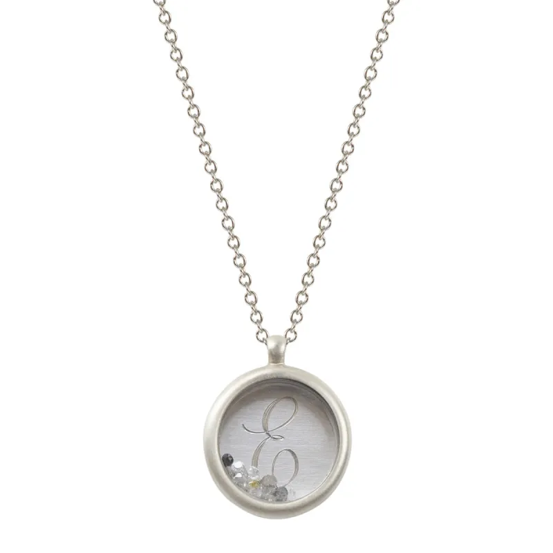 Sterling Silver Limited Edition Initial Monogram Pendant with Colored Diamonds made by Me & Ro