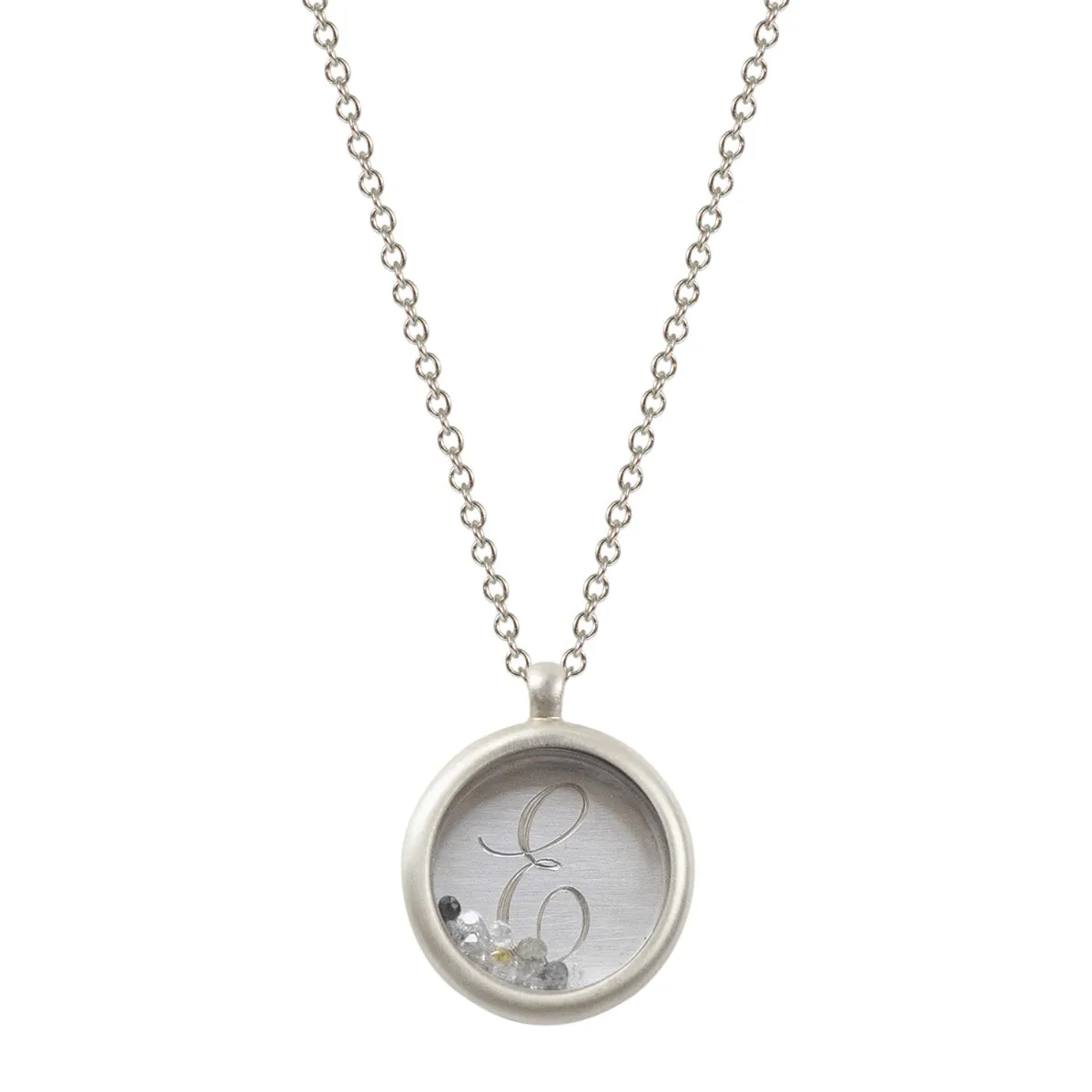 Sterling Silver Limited Edition Initial Monogram Pendant with Colored Diamonds sold by Me & Ro