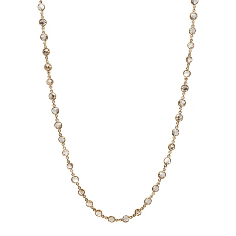 6.66 ct. Double-Sided Natural Brown Rose Cut Diamond Necklace in 18K Gold made by Me & Ro