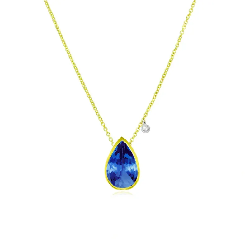 September Birthstone | Blue Sapphire Pear Necklace sold by Meira T