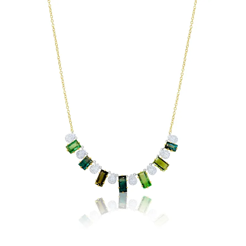 Alternating Watermelon Tourmaline and Diamond Charm Necklace sold by Meira T