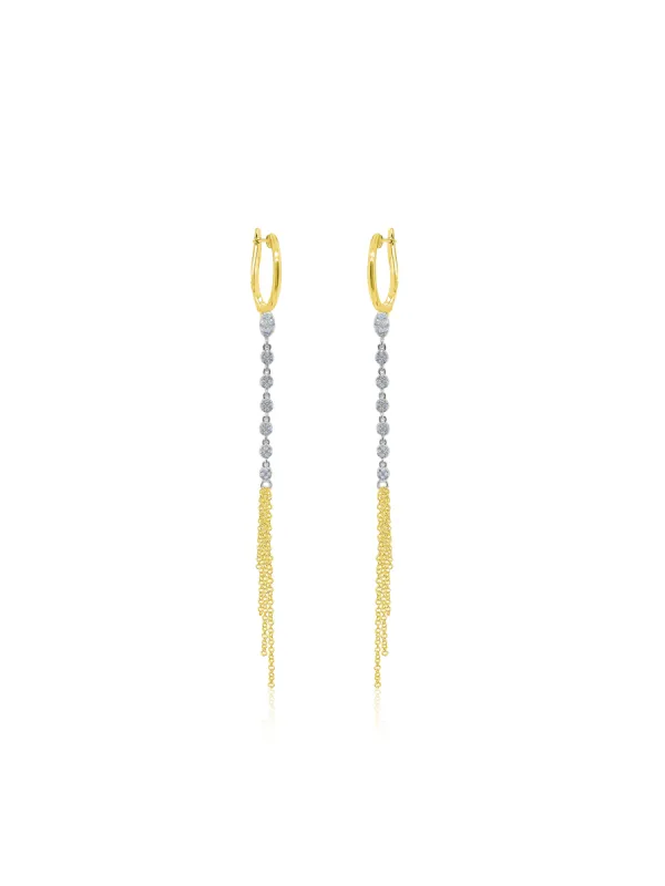 Yellow Gold Drop Diamond Fringe Earrings sold by Meira T