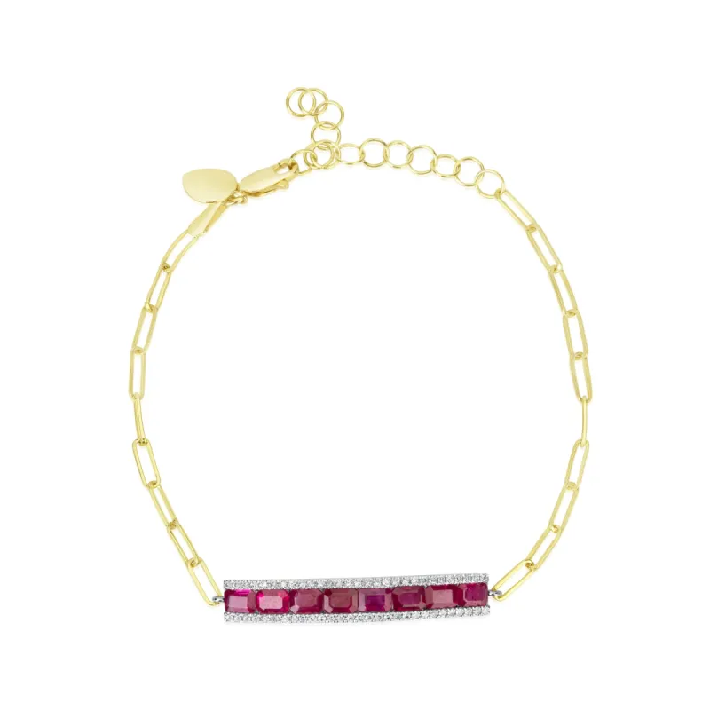 Yellow Gold Ruby Diamond Bracelet sold by Meira T