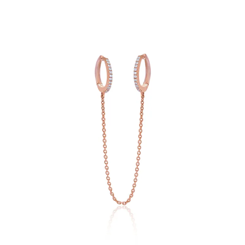 Rose Gold Diamond Chain Earring sold by Meira T