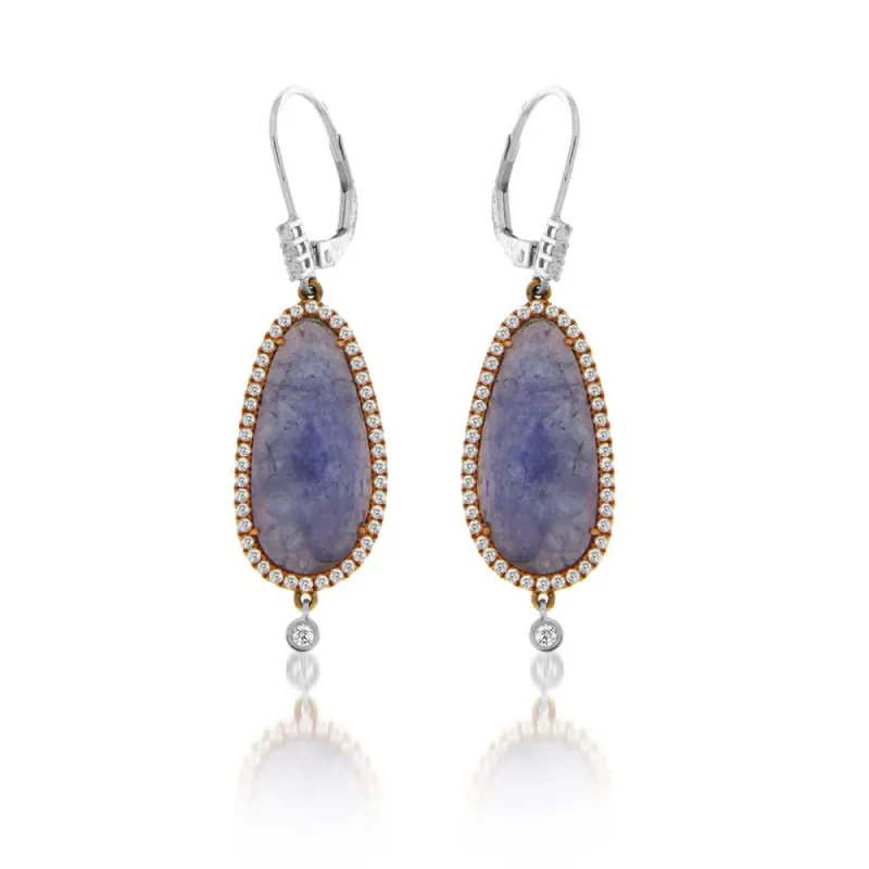 Tanzanite Bezel Drop Earring sold by Meira T