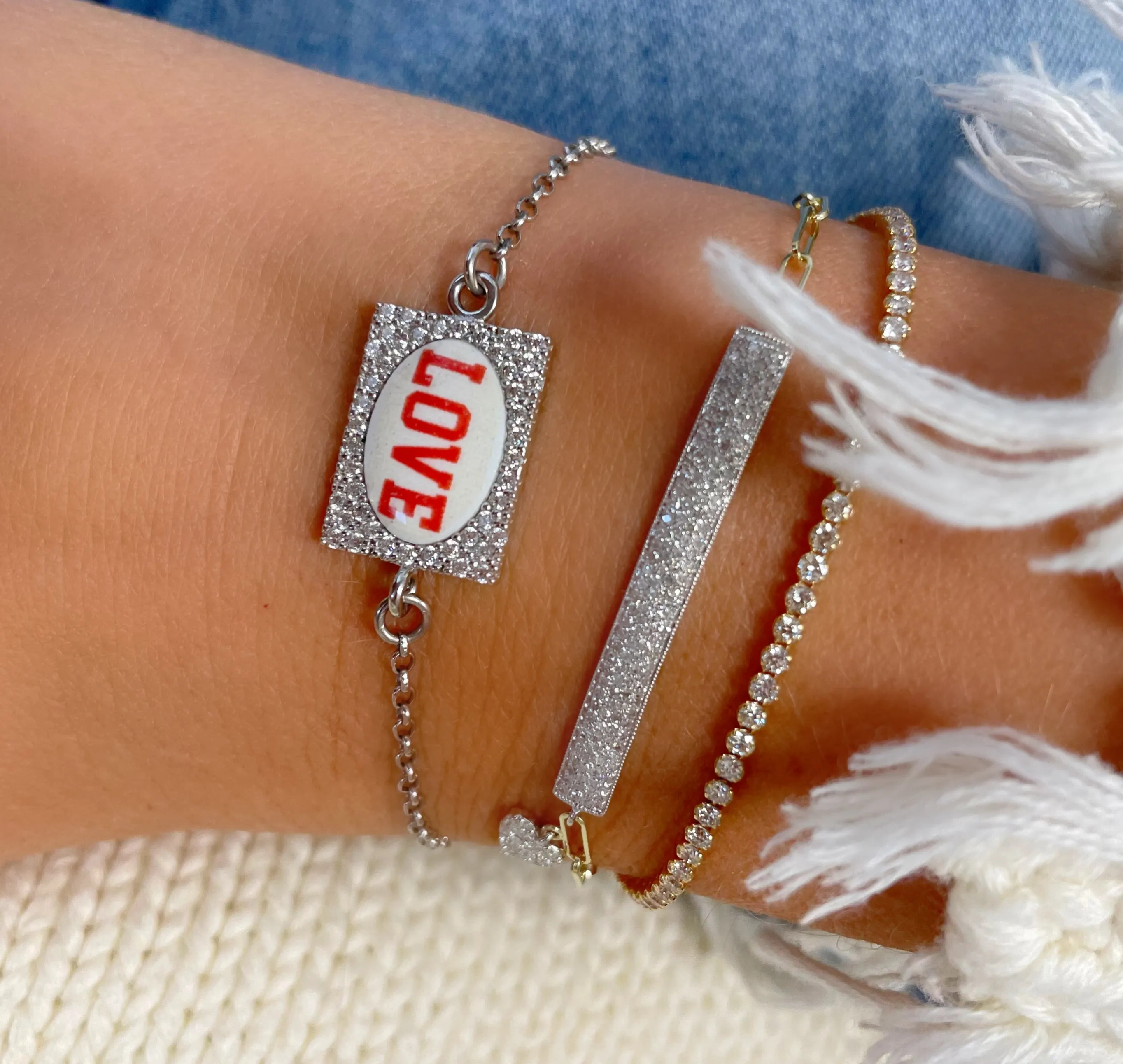 Silver and CZ Mini Square Love Bracelet sold by Meira T product image thumbnail 2