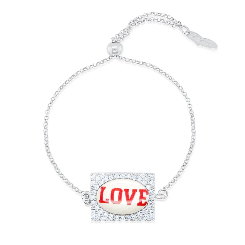 Silver and CZ Mini Square Love Bracelet sold by Meira T