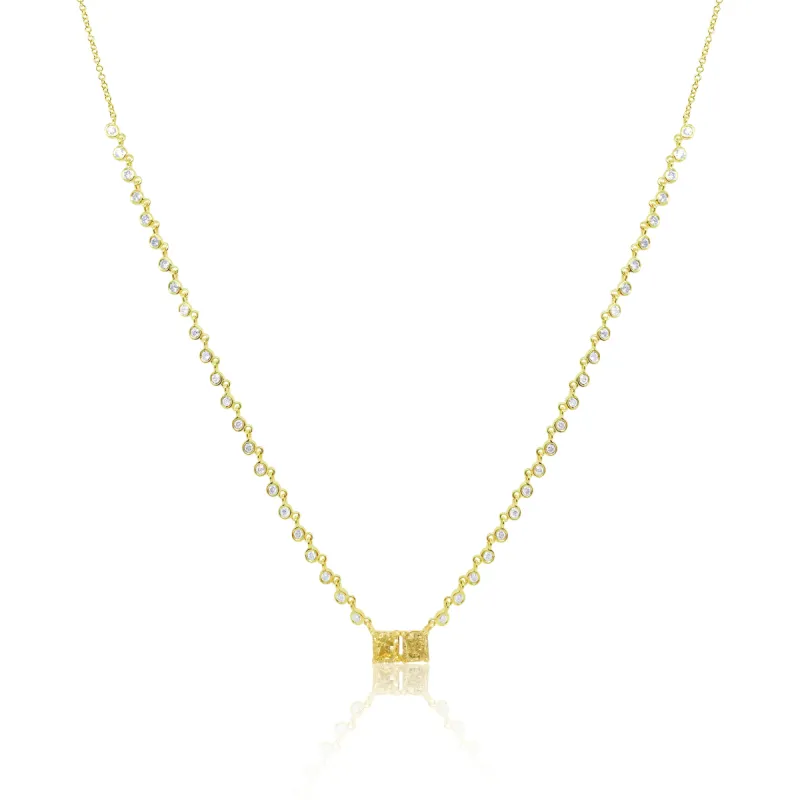 Yellow Gold Two Stone Yellow Diamond Necklace sold by Meira T