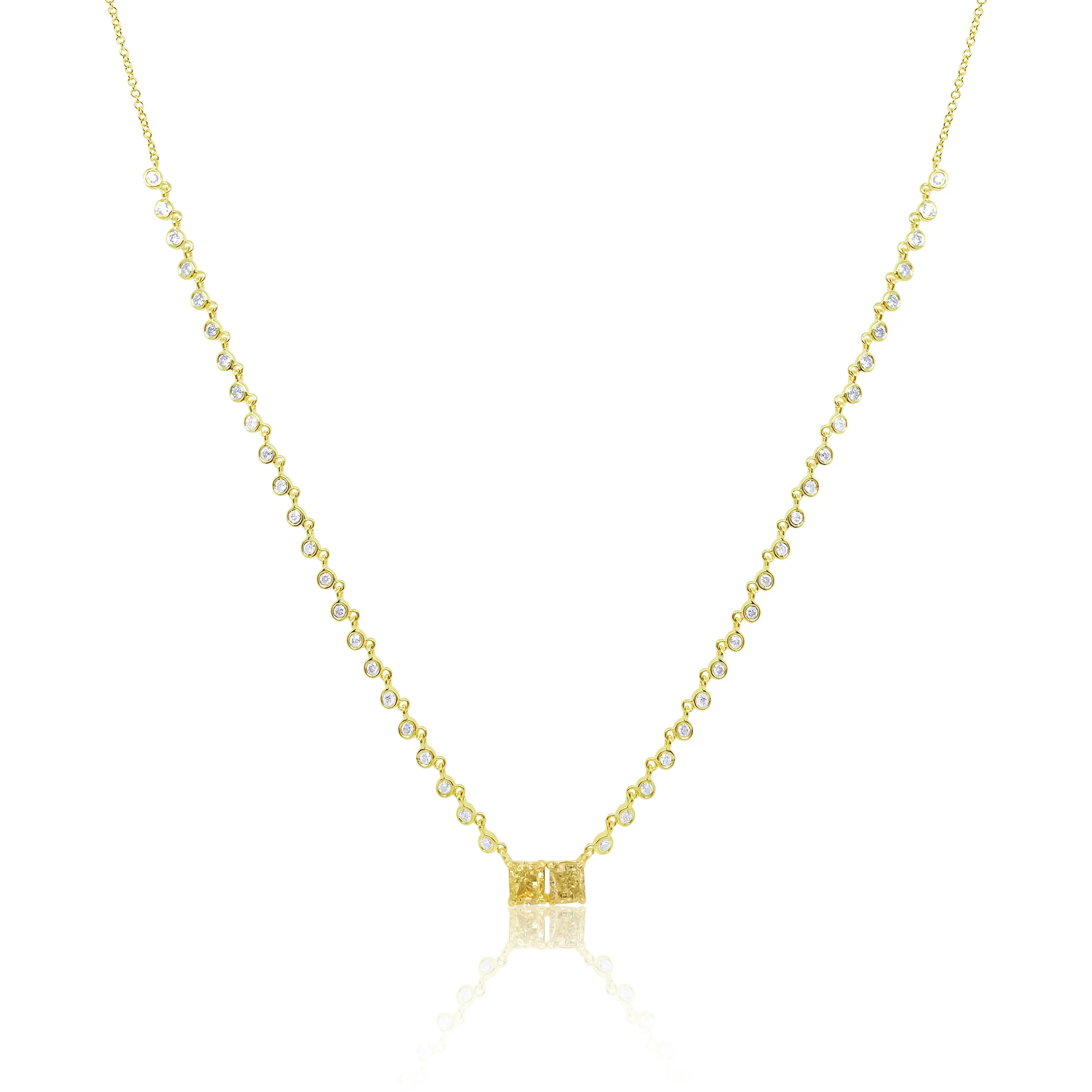 Yellow Gold Two Stone Yellow Diamond Necklace sold by Meira T