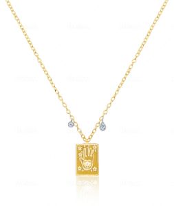 Yellow Gold Hamsa And Charm Necklace sold by Meira T