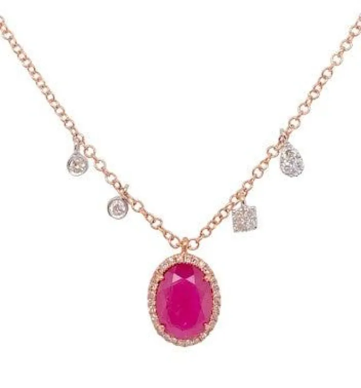 Red Ruby with Diamonds Necklace sold by Meira T