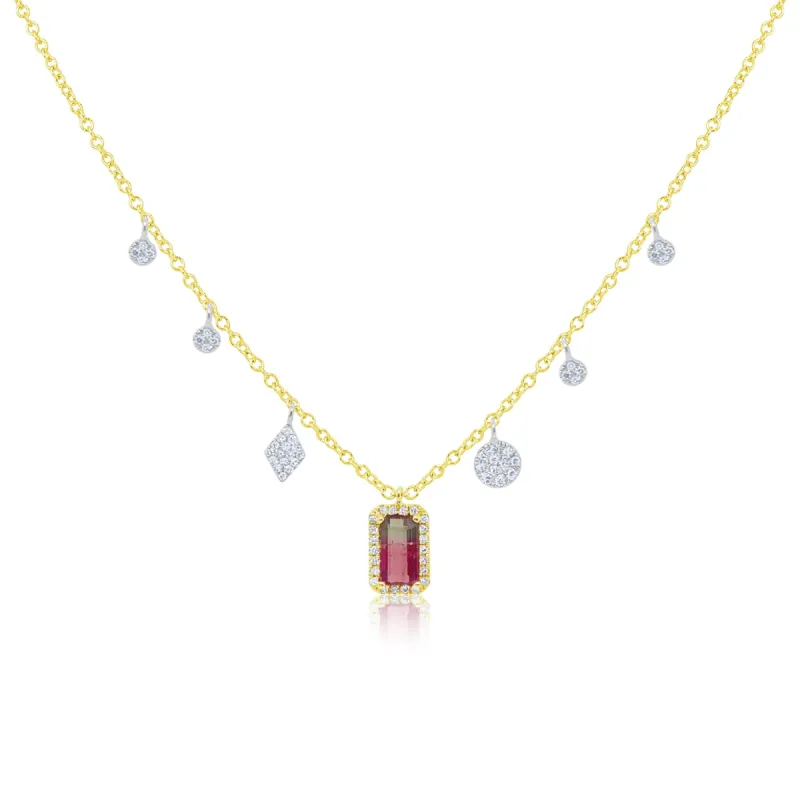 Watermelon Tourmaline Rose Gold Necklace sold by Meira T